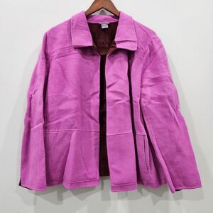 Sigrid Olsen Women Angora Wool Reversible Jacket 1X Purple Quiet Luxury Colorful